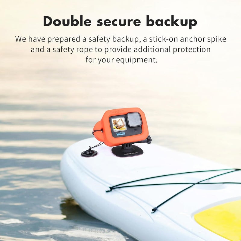 SEASKY Floating Floaty Protector Case & A1 Flexible Adhesive Mount Kit Accessories for Gopro Hero 13/12/11//10/9 Black Sports Action Camera - Image 5